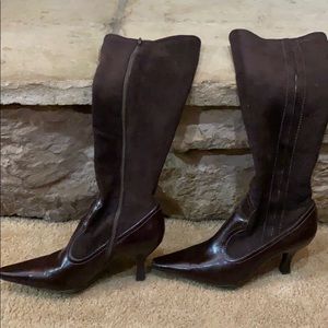 Franco Sarto Tall Leather and Suede Zip Up Boots
